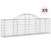 vidaXL Obokana gabionska ko&scaron;ara 9 kosov 200x30x60/80cm cinkano železo