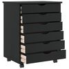 vidaXL Rolling Cabinet s predali MOSS Black Masivni les borovega lesa