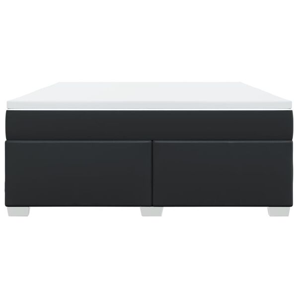 vidaXL Box spring postelja z vzmetnico črn 180x200 cm umetno usnje