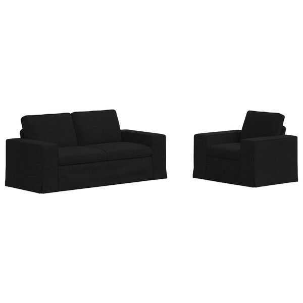 vidaXL Kavč 2 pcs Črna 182 x 80 x 82 cm blago