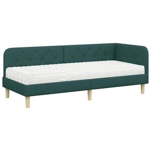 vidaXL Kotna postelja Temno zelena 80 x 200 cm blago