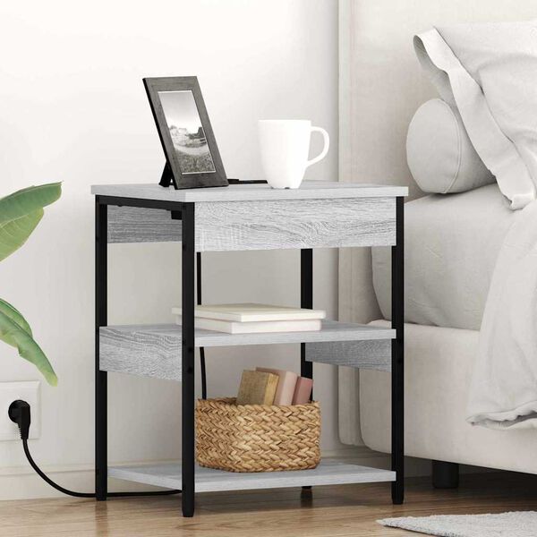 vidaXL Nočna omarica Siva Sonoma 41 x 31 x 51 cm Konstruiran les