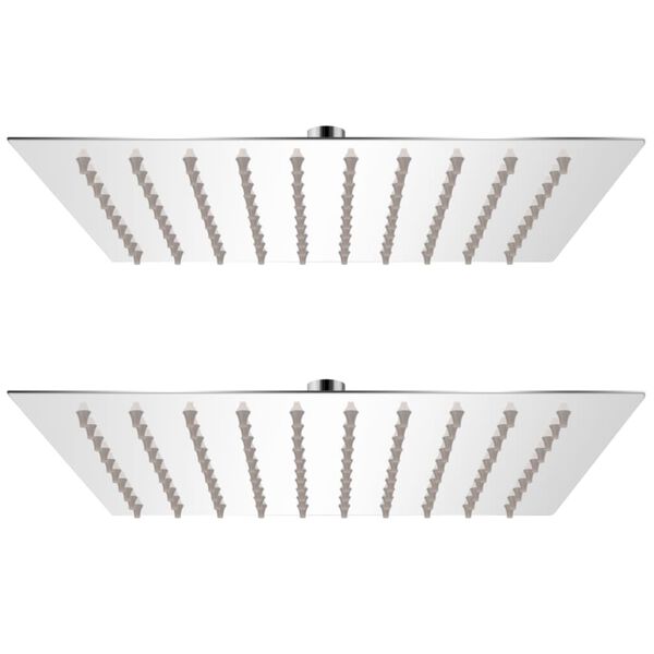 vidaXL Glava za nadglavni tu&scaron; 2 kosa nerjaveče jeklo 20x20 cm