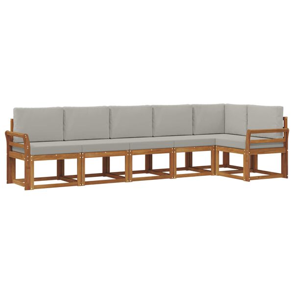 vidaXL Zunanja garnitura za sedenje 6 pcs Naravna in svetlo siva