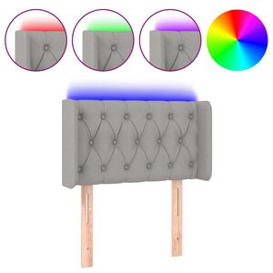 vidaXL LED posteljno vzglavje svetlo sivo 83x16x78/88 cm blago