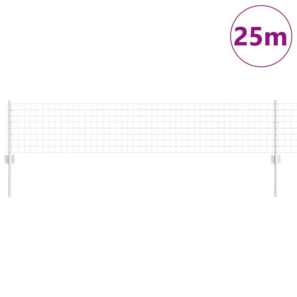 vidaXL Ograja s stebrom srebrna 0,4 x 25 m Jeklo