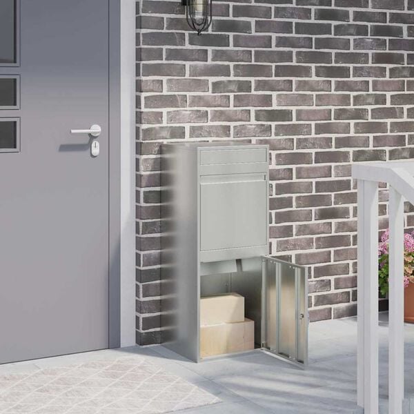 vidaXL &Scaron;katla za dostavo z vrati Črna 41 x 38 x 103 cm Cinkana jeklena