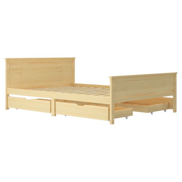 vidaXL Posteljni okvir s 4 predali trdna borovina 160x200 cm