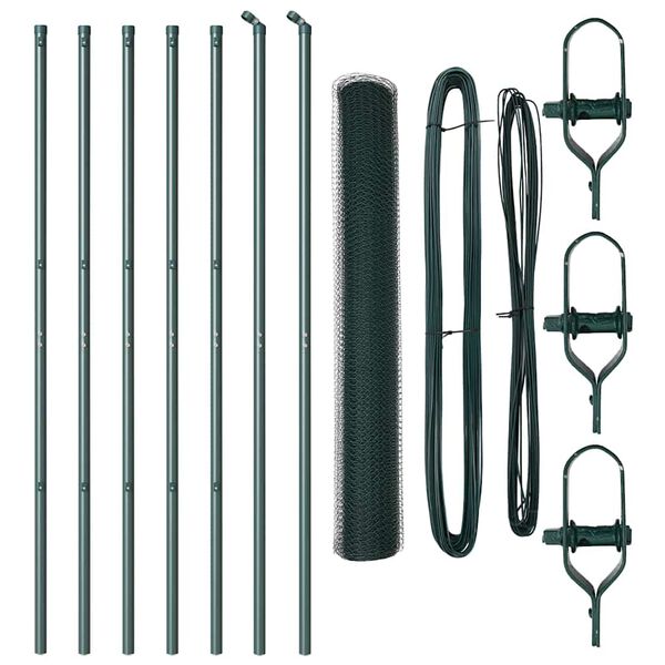 vidaXL Steber ograje. Zelena 10 x 1,4 m (25 mm mreža) Jeklo in PVC