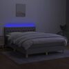 vidaXL Box spring postelja z vzmetnico LED sv. siva 140x200 cm blago