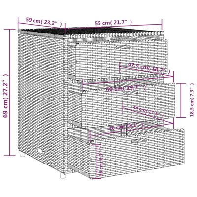 vidaXL Vrtna omara za shranjevanje črna 55x59x69 cm poli ratan
