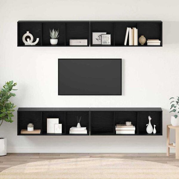 vidaXL Komplet TV omaric 4 pcs Črna Orehovina 37 x 37 x 107,5 cm
