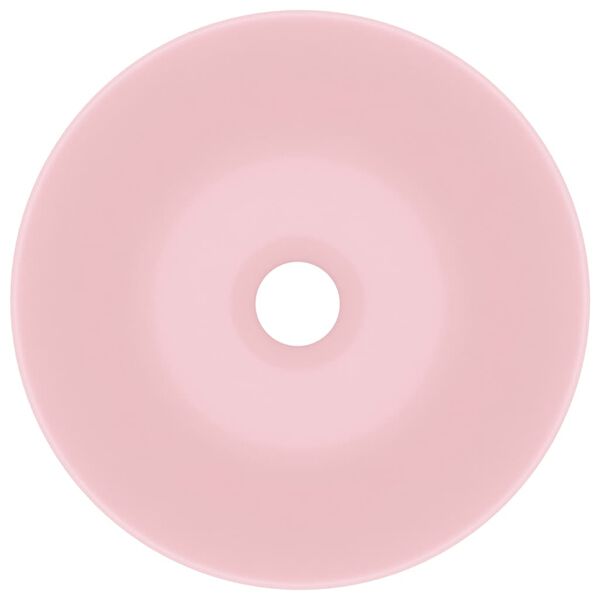 vidaXL Kopalni&scaron;ki umivalnik keramičen mat roza barve okrogel