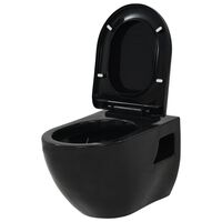 vidaXL Viseča WC školjka keramična črna