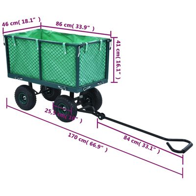 vidaXL Vrtni ročni voziček zelen 350 kg