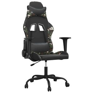 vidaXL Gaming stol črno in kamuflažno umetno usnje