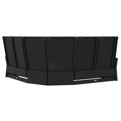 vidaXL Nastavljiv kotni kavč z blazinami črn poli ratan