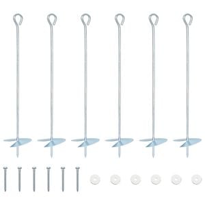 vidaXL Zemeljski klin 6 pcs Srebrna &Oslash;10 x 50 cm Cinkani kovina