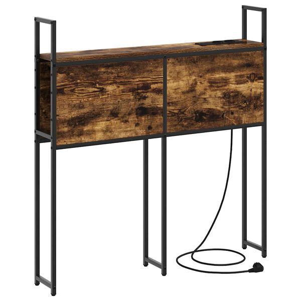 vidaXL Headboard za shranjevanje z postajo za polnjenje Dimljeni hrast