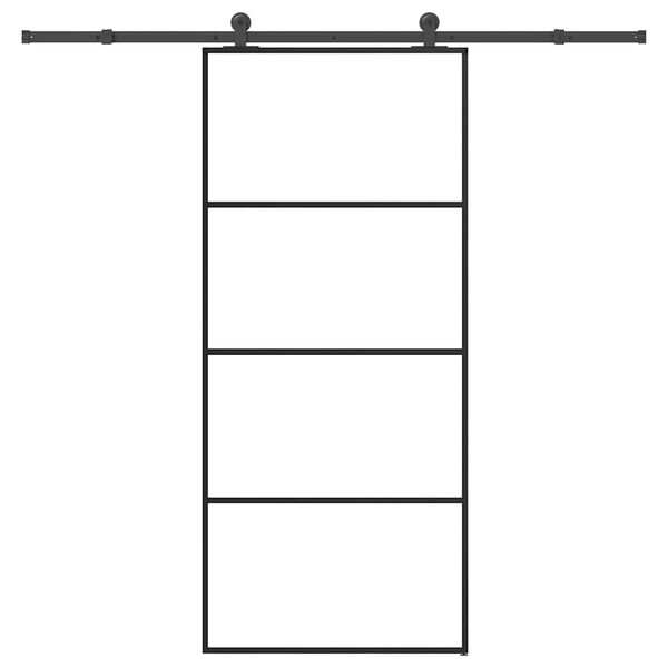 vidaXL Drsna vrata z opremo 90x205 cm ESG steklo in aluminij