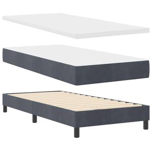 vidaXL LED Box Spring Postelja Temno siva 90 x 200 cm Žamet