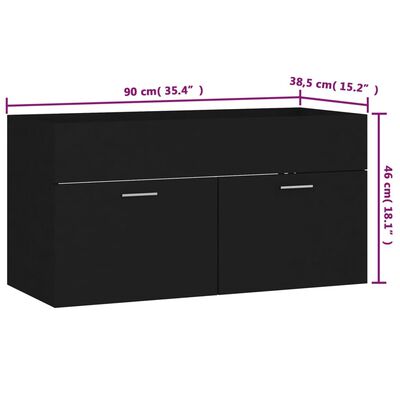 vidaXL Komplet kopalniškega pohištva črne barve iverna plošča