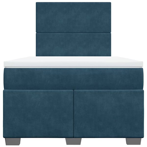 vidaXL Box spring postelja z vzmetnico modra 120x190 cm žamet