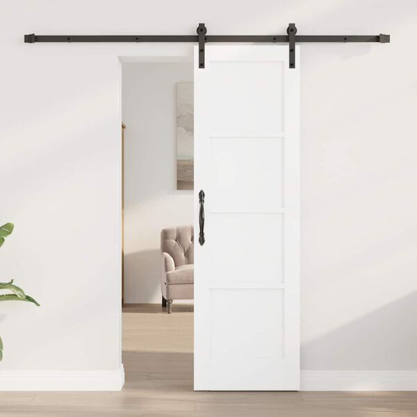 vidaXL Drsna vrata Bela 61 x 198,5 cm Masivno borovo les