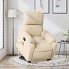 vidaXL Masažni naslanjač s funkcijo vstajanja krem blago mikrovlakna