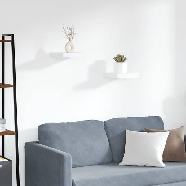 vidaXL Stenske police 2 kosa bele 23x23,5x3,8 cm MDF