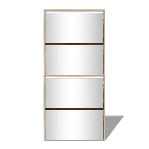 vidaXL Omarica za čevlje 4-nadstropna z ogledali hrast 63x17x134 cm