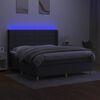 vidaXL Box spring postelja z vzmetnico LED temno siva 160x200 cm blago