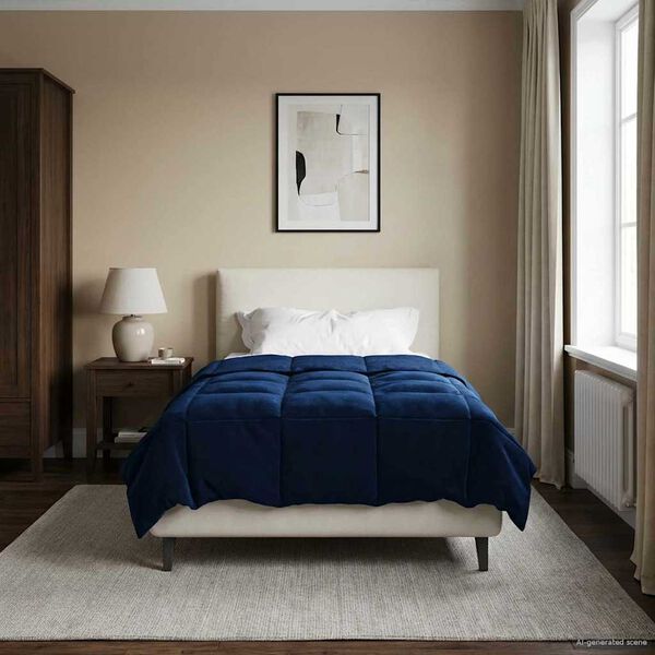 vidaXL Zimska posteljnina Temno modra 155 x 200 cm Mikrovlakna