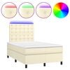 vidaXL Box spring postelja z vzmetnico LED krem 120x200cm umetno usnje