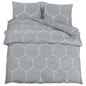 vidaXL Komplet prevleke za odejo siva in bela 200x200 cm bombaž