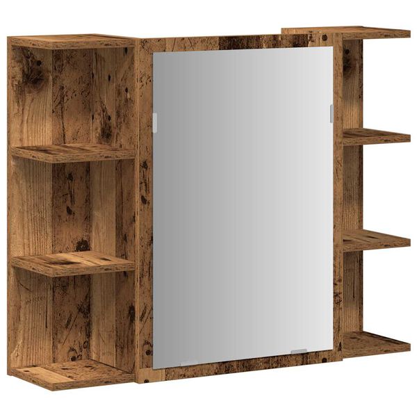 vidaXL Kopalniška ogledalna omarica Old Wood 80x20,5x64 cm