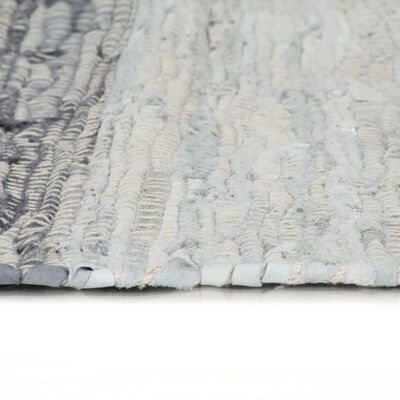 vidaXL Ročno tkana Chindi preproga iz usnja 120x170 cm siva