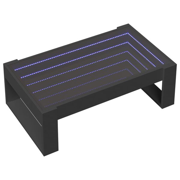 vidaXL Klubska mizica z neskončnimi LED črna 90x53x30 cm