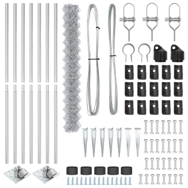 vidaXL Steber ograje. srebrna 10 x 1,5 m (60 x 60 mm mreža) Jeklo