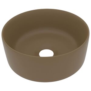 vidaXL Razko&scaron;en umivalnik okrogel mat krem 40x15 cm keramičen