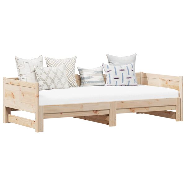 vidaXL Raztegljiva dnevna postelja Naravna 180 x 200 cm