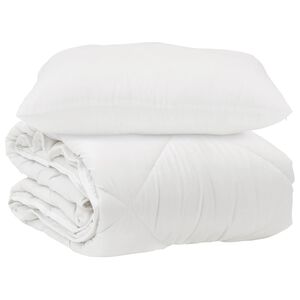 vidaXL Odeja z blazino 2 pcs Bela Mikrovlakna