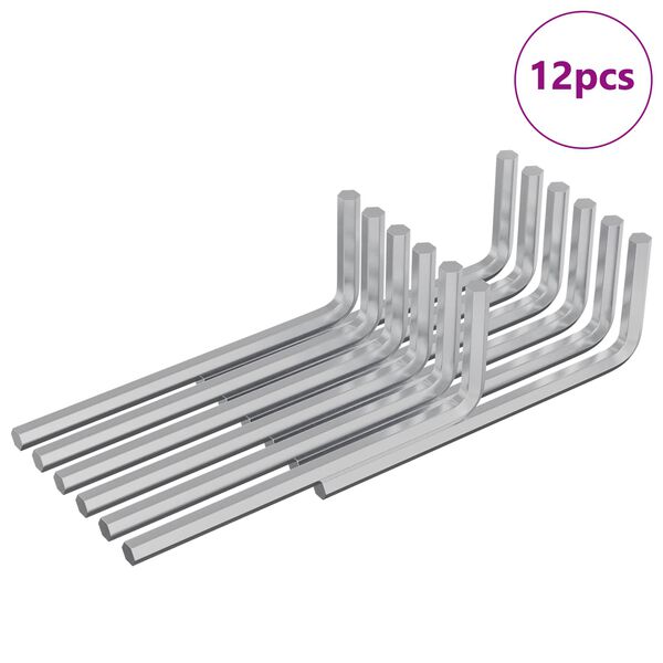 vidaXL &Scaron;esterokotna ključa 12 pcs srebrna 32 x 86 mm Jeklo