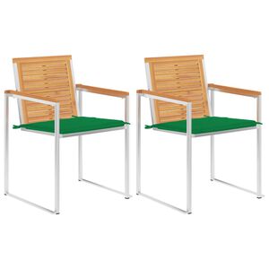 vidaXL Vrtni stoli z blazinami 2 kosa iz trdne tikovine in jekla