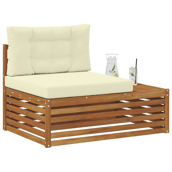 vidaXL Zunanji konec kavča z blazino Naravna 115 x 83 x 73 cm
