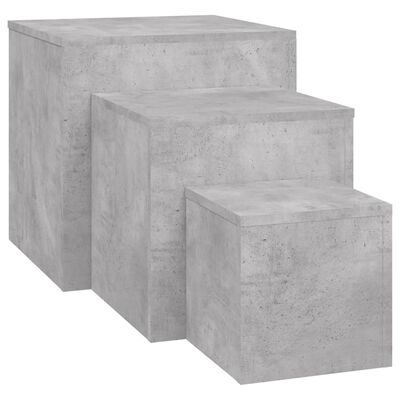 vidaXL Stranske mizice 3 kosi betonsko siva iverna plošča