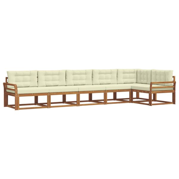 vidaXL Zunanja garnitura za sedenje z blazino 6 pcs Naravna in smetana