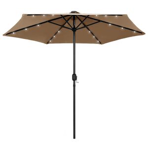vidaXL Senčnik z LED lučkami in aluminijastim drogom 270 cm taupe