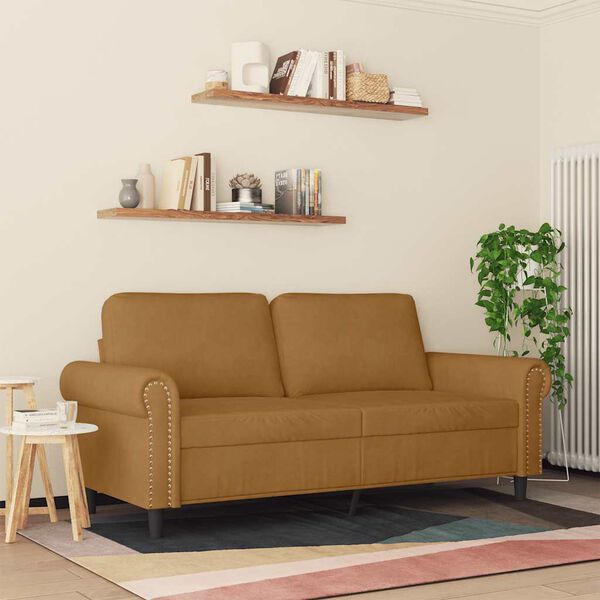 vidaXL Kavč dvosed rjav 140 cm žamet