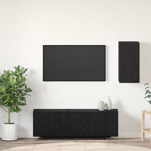 vidaXL Stenski TV kabinet Črna Orehovina 30,5 x 30 x 60 cm